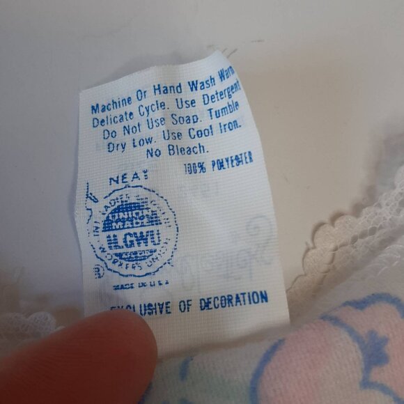 Vtg NEW Girls Flannel PJ Set Flannelette Floral Smocked Lace Pink Blue by Candle - Picture 6 of 9